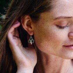 Connemara Marble Inlaid Shamrock Silver Earrings