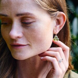 The luck of the Irish comes to you with our Connemara Marble Shamrock earrings. Irish sterling silver with unique Connemara Marble. Handcrafted in Ireland.