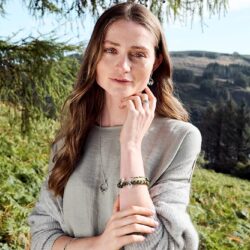 Celtic Link Connemara Marble Silver Bracelet