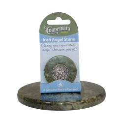 Carry your Guardian Angel with you wherever you go. This genuine Connemara marble Irish angel stone inset with a disc is perfect for your handbag or pocket.