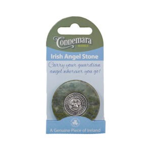 Carry your Guardian Angel with you wherever you go. This genuine Connemara marble Irish angel stone inset with a disc is perfect for your handbag or pocket.