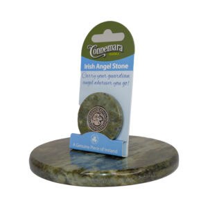 Carry your Guardian Angel with you wherever you go. This genuine Connemara marble Irish angel stone inset with a disc is perfect for your handbag or pocket.