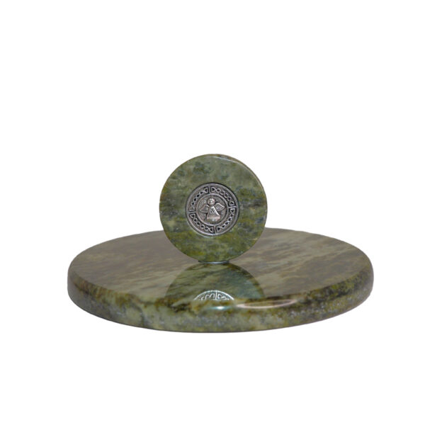 Carry your Guardian Angel with you wherever you go. This genuine Connemara marble Irish angel stone inset with a disc is perfect for your handbag or pocket.