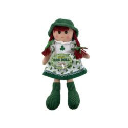 Our Irish Doll Cara (friend) is a soft toy to remind you of Ireland. Dressed in a shamrock dress, she makes a lovely companion and a perfect souvenir.