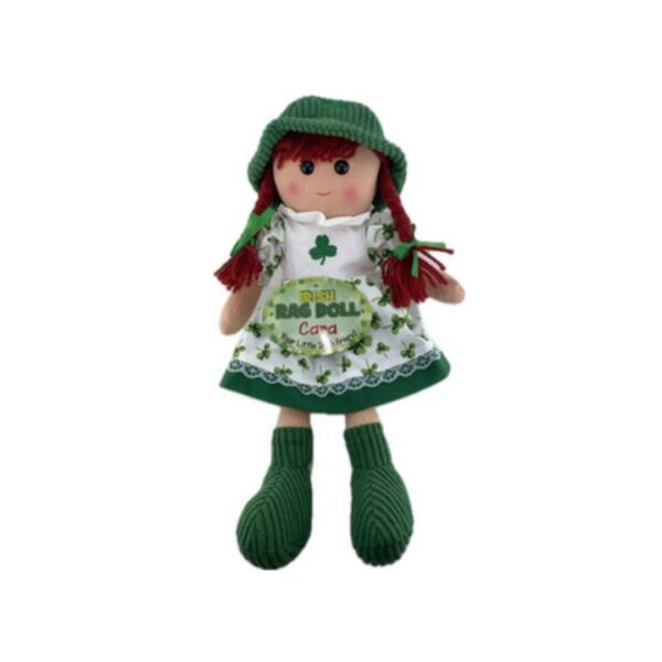 Our Irish Doll Cara (friend) is a soft toy to remind you of Ireland. Dressed in a shamrock dress, she makes a lovely companion and a perfect souvenir.