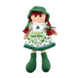 Our Irish Doll Cara (friend) is a soft toy to remind you of Ireland. Dressed in a shamrock dress, she makes a lovely companion and a perfect souvenir.