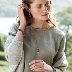 Claddagh Silver Connemara Marble Pendant and Earrings