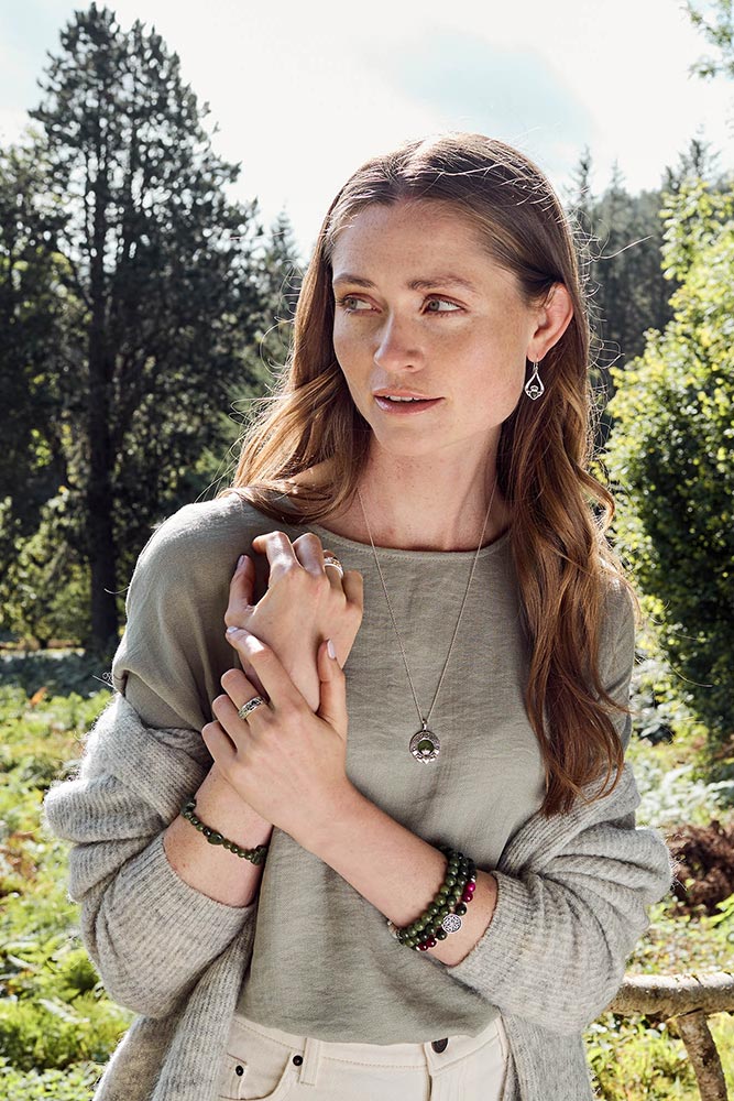 Claddagh Silver Connemara Marble Pendant and Earrings