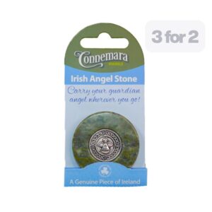 Carry your Guardian Angel with you wherever you go. This genuine Connemara marble Irish angel stone inset with a disc is perfect for your handbag or pocket.