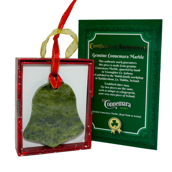 Christmas Bell Tree Decoration, natural and authentic Irish Christmas gift handmade in Ireland and presented in a luxury presentation box.