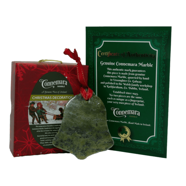 Christmas Bell Tree Decoration, natural and authentic Irish Christmas gift handmade in Ireland and presented in a luxury presentation box.