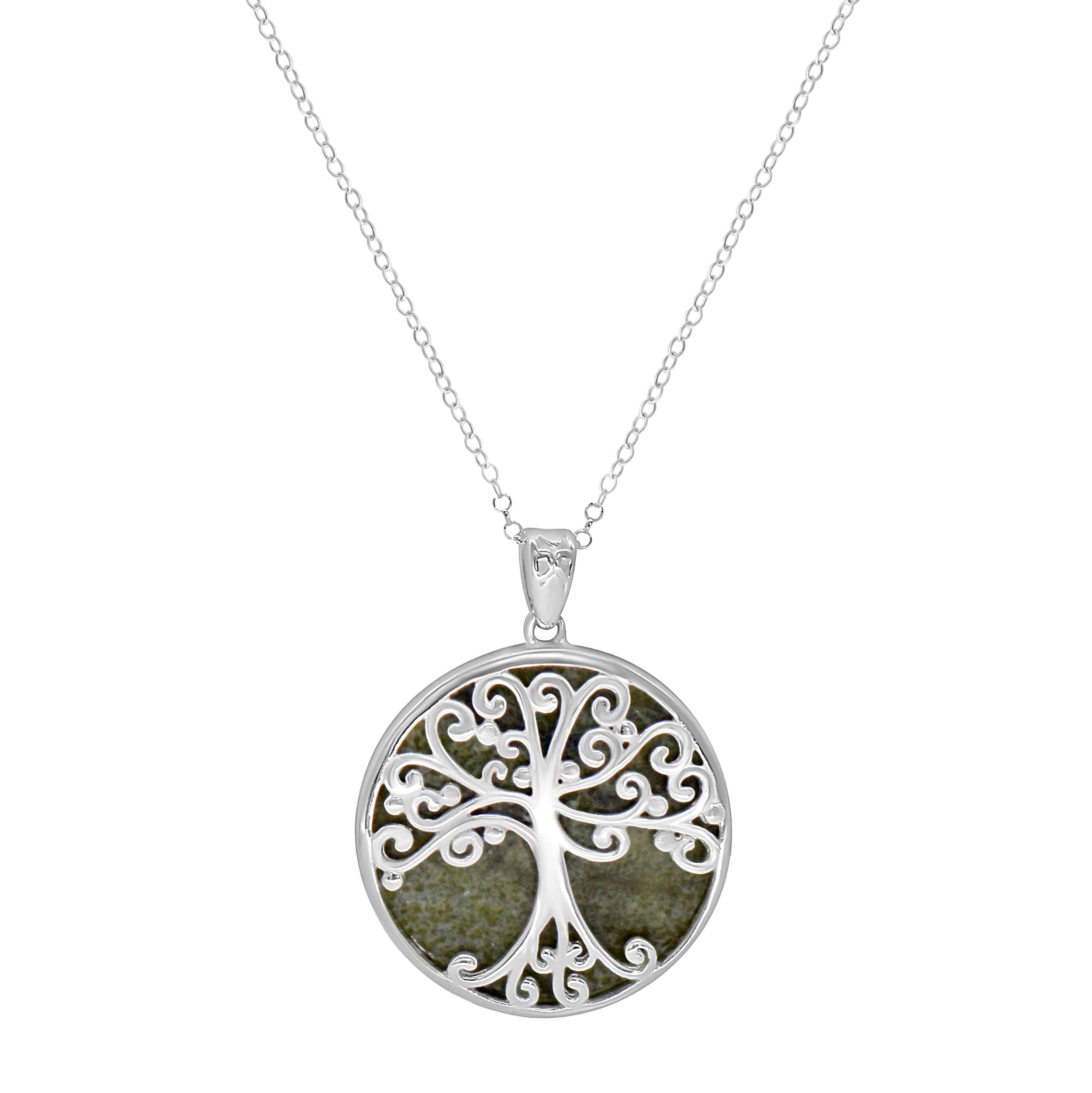 STERLING SILVER TREE OF LIFE NECKLACE & CZ CIRCUMFERENCE