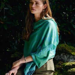 Turquoise Pashmina Scarf with Irish Shamrocks