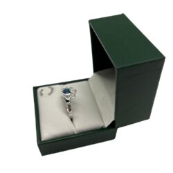 Sapphire Simulant Silver Claddagh Ring. Handcrafted in Ireland. Special Event Piece. Hallmarked and presented in a hinged gift box.