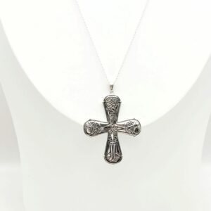 Irish sterling silver Celtic Cross, handcrafted in Ireland with 925 hallmarked silver. Presented on an 18" chain and within a hinged gift box.