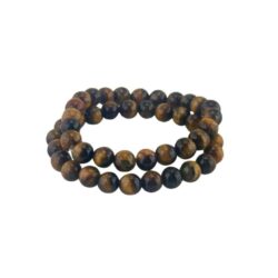 Tiger's eye Set of 2 Gemstone bracelets from Ireland. Representing courage and strength. Stretch style within a gift pouch.