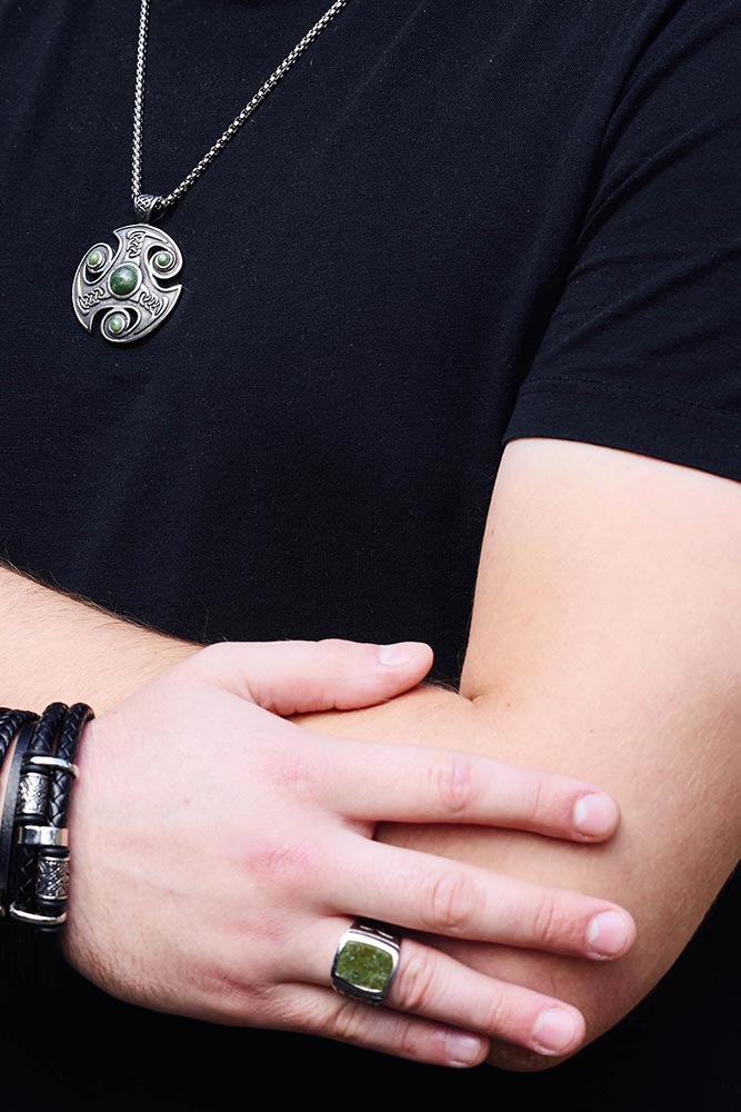 Trinity Knot Mens Connemara Marble Ring