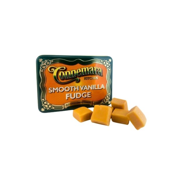 Irish vanilla fudge from the Connemara Kitchen. Presented in a premium vintage style, reusable tin. Individually wrapped for freshness.