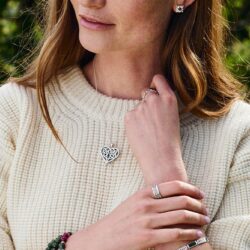 Celtic Heart Silver Connemara Marble Pendant & Earings