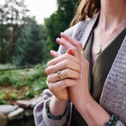 Queen Maeve Celtic Gold Band Connemara Marble Ring