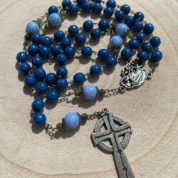 Irish rosary beads combining natural beauty with practical strength. Carry them with you and tranquility will never be far away. Our Lady centerpiece.