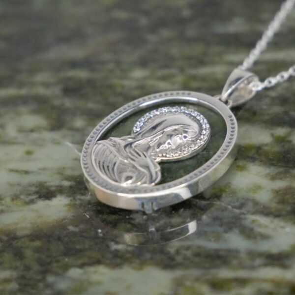 Our Mother Mary silver pendant is hand crafted in Ireland. Whether worn for faith, heritage, or style, this piece embodies Irish craftsmanship and devotion.