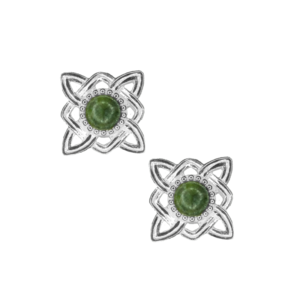 Our Celtic knot square stud earrings are hand crafted in Ireland with our natural green gemstone Connemara Marble and sterling silver.