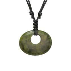 Green Connemara Marble Oval Luck Stone Pendant with fully adjustable black cord. Natural and unique Celtic Jewelry hand crafted in Ireland.