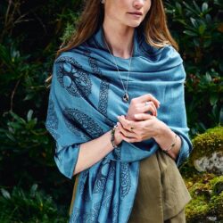 Sea Blue Tree of life Pashmina Scarf