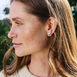 Silver Square Stud Connemara Marble Earrings