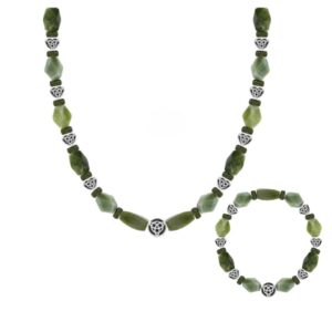 Hand carved silver, Connemara Marble necklace with bracelet. One only available as part of our Special Event. Join our newsletter for update and offers.