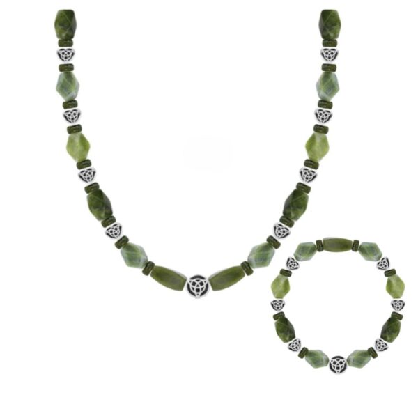 Hand carved silver, Connemara Marble necklace with bracelet. One only available as part of our Special Event. Join our newsletter for update and offers.