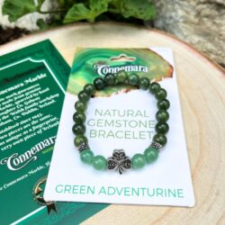 Green adventurine gemstone bracelet with natural Connemara Marble gemstone found only here in Ireland. Each piece is totally unique. Hand crafted.