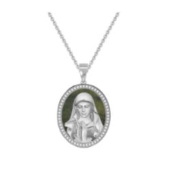 Our Lady silver pendant with Connemara Marble. Presented on an 18