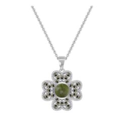 Sterling Silver Connemara Marble Shamrock Pendant with Marcasite Gemstone. Hallmarked and handcrafted in Ireland. 18