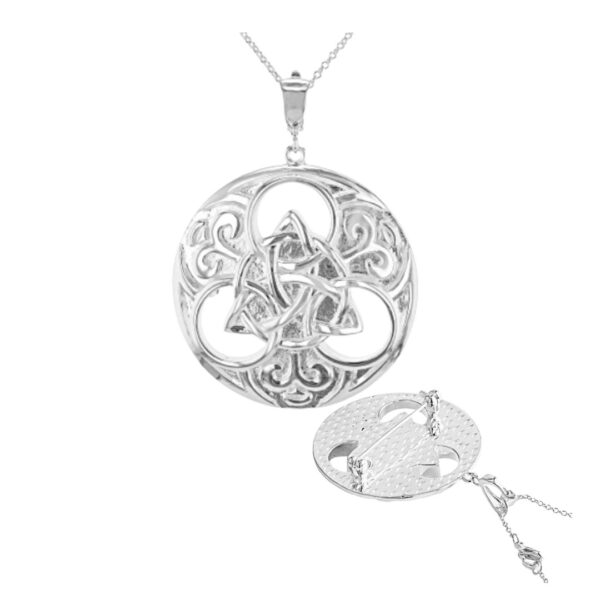 Trinity Knot silver tone over brass Viking style brooch/pendant presented on a 24" lobster clasp chain as part of our Special Event.