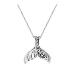 Connemara Marble silver whale tail pendant. Presented on an 18