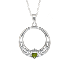 This claddagh pendant is hand crafted with Irish sterling silver and a beautifully cut Connemara Marble heart. View our Claddagh range on our website.