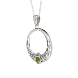 This claddagh pendant is hand crafted with Irish sterling silver and a beautifully cut Connemara Marble heart. View our Claddagh range on our website.