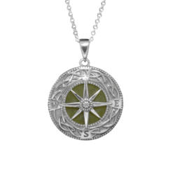 Find your way with our Connemara Marble sterling silver compass pendant. Handcrafted in Ireland with genuine Connemara Marble and gift boxed.