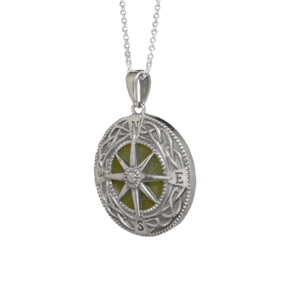 Find your way with our Connemara Marble sterling silver compass pendant. Handcrafted in Ireland with genuine Connemara Marble and gift boxed.