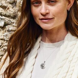 Compass Silver Pendant with Connemara Marble