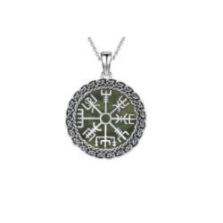 Green Connemara Marble Viking rune silver pendant. Hand crafted in Ireland and presented on an 18