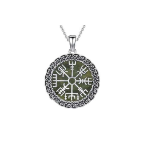 Green Connemara Marble Viking rune silver pendant. Hand crafted in Ireland and presented on an 18" chain. Special Event piece.