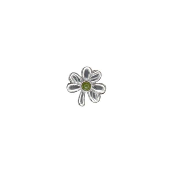 Silver shamrock stud earrings with a center of our natural green gemstone Connemara Marble. Handcrafted in Ireland, presented gift boxed.