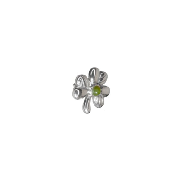 Silver shamrock stud earrings with a center of our natural green gemstone Connemara Marble. Handcrafted in Ireland, presented gift boxed.