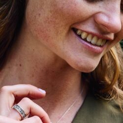 Shamrock Stud Connemara Marble Silver Earrings