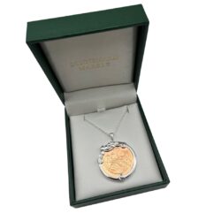 Sterling Silver 2 pence Irish coin pendant. Genuine coin, minted in Ireland. Presented on an 18