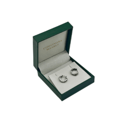 Trinity Knot Connemara Marble sterling silver, stud earrings. Hand crafted in Ireland with hallmarked 925 silver designed for a comfortable and secure fit.