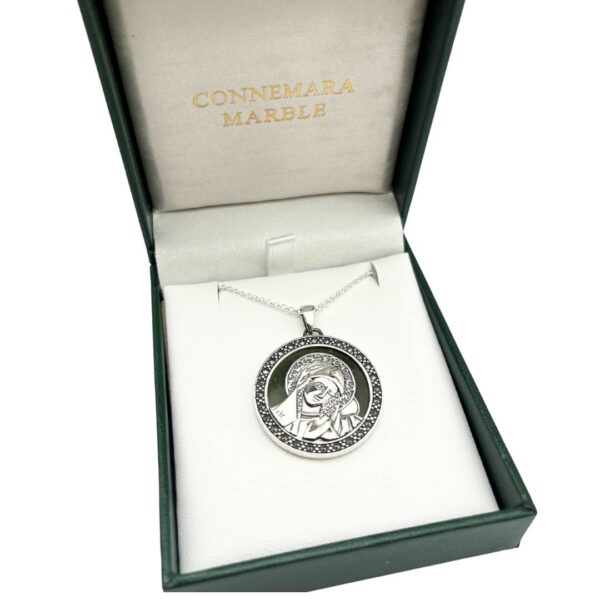 Blessed Mother silver pendant is hand crafted in Ireland. Whether worn for faith, heritage, or style, this piece embodies Irish craftsmanship and devotion.